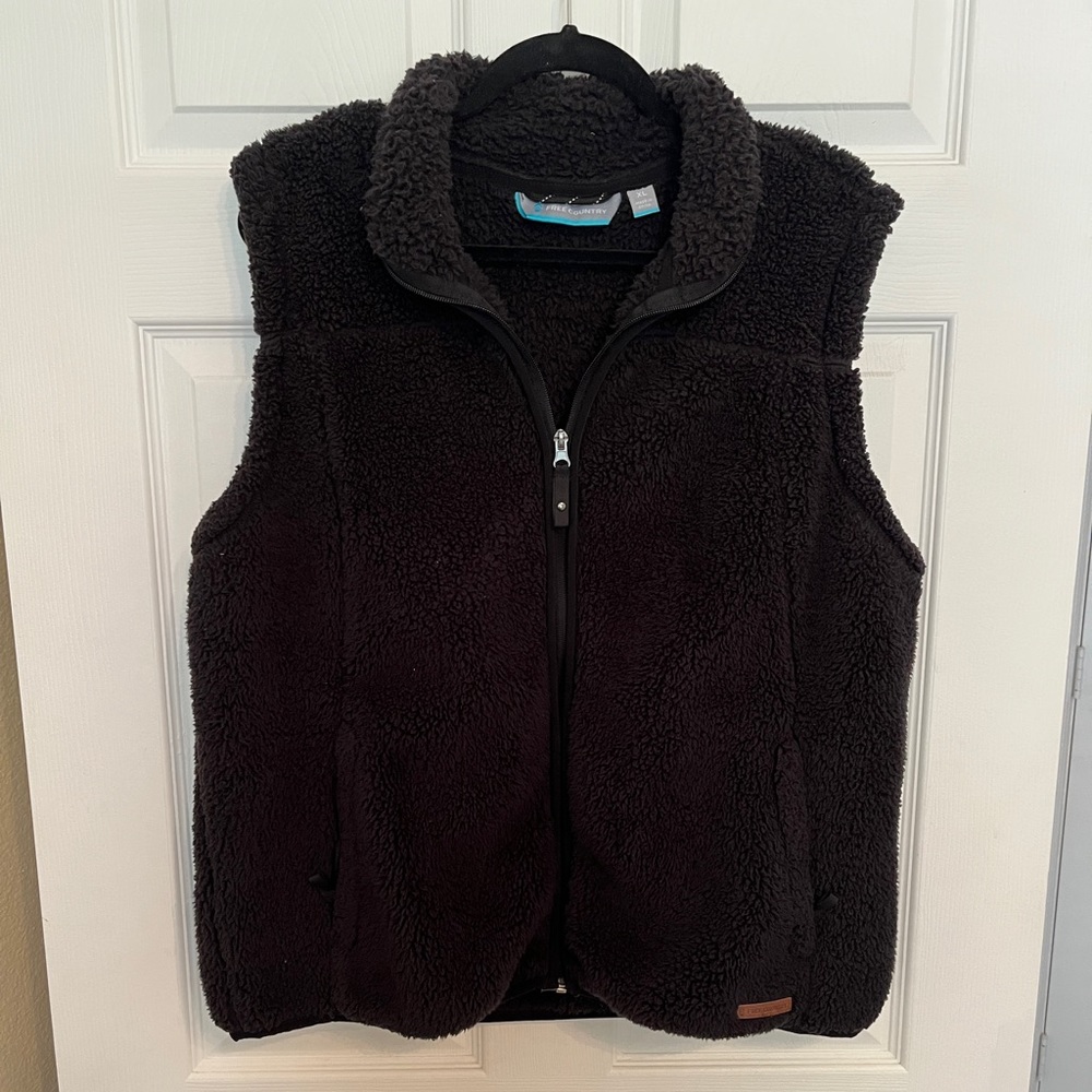 Free Country Women’s Black Sleeveless Full Zip Fleece Vest Sz XL